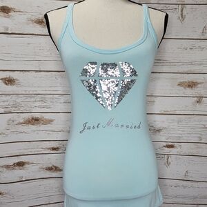 Victoria Secret I do Just Married Sequin Diamond Tank Top Size Medium